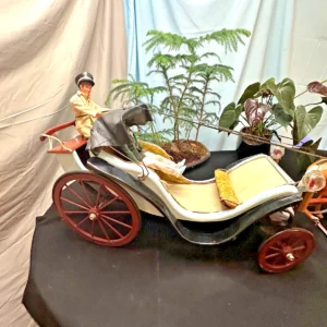 2 beswick horses and horse drawn surrey wagon with fringe top by john l black