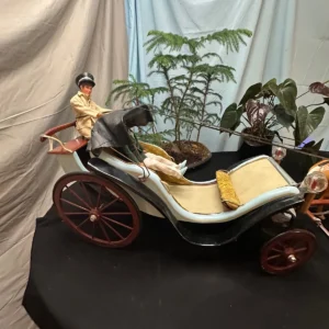 2 beswick horses and horse drawn surrey wagon with fringe top by john l black