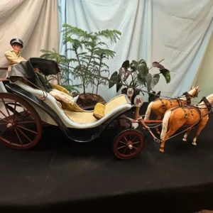 2 beswick horses and horse drawn surrey wagon with fringe top by john l black