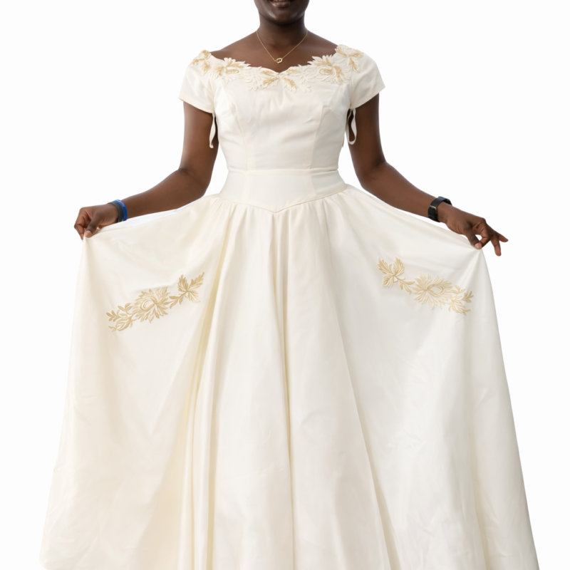1950s princess style wedding dress – silk blend taffeta classic bridal gown