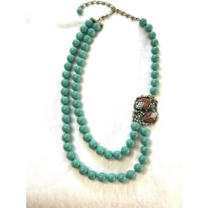 Home heidi daus turquoise bead necklace – multi strand with crystal accents
