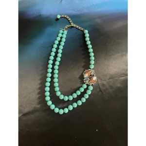 heidi daus turquoise bead necklace – multi strand with crystal accents