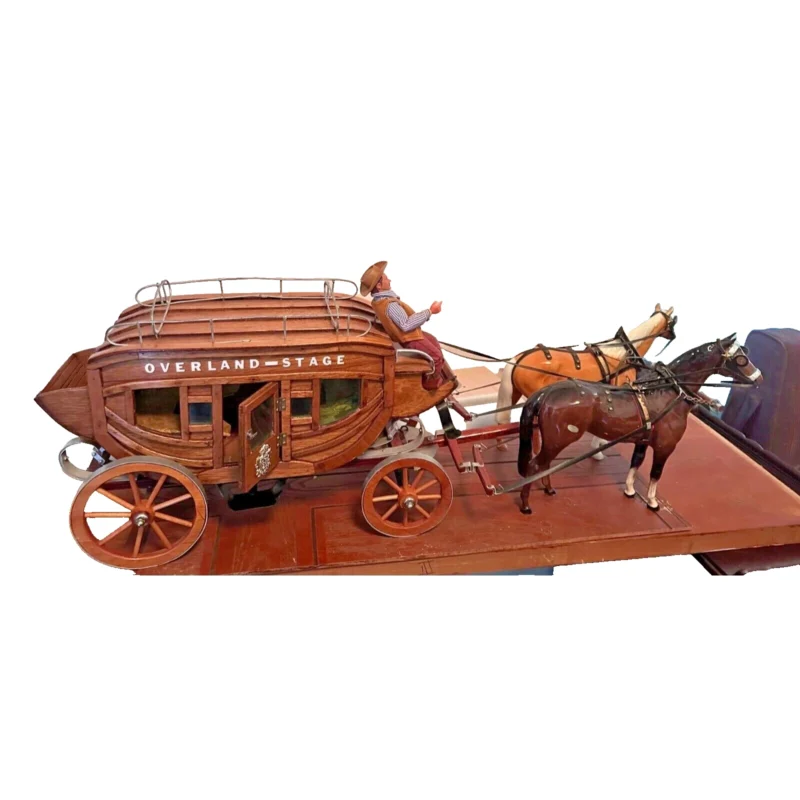 overland stage coach with 2 beswick horses – handcrafted by john l. black