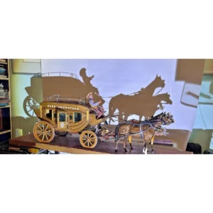 overland stage coach with 2 beswick horses – handcrafted by john l. black