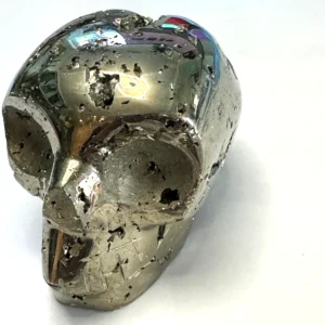 pyrite crystal skull 3" | large carved mineral skull | energy & collector gift