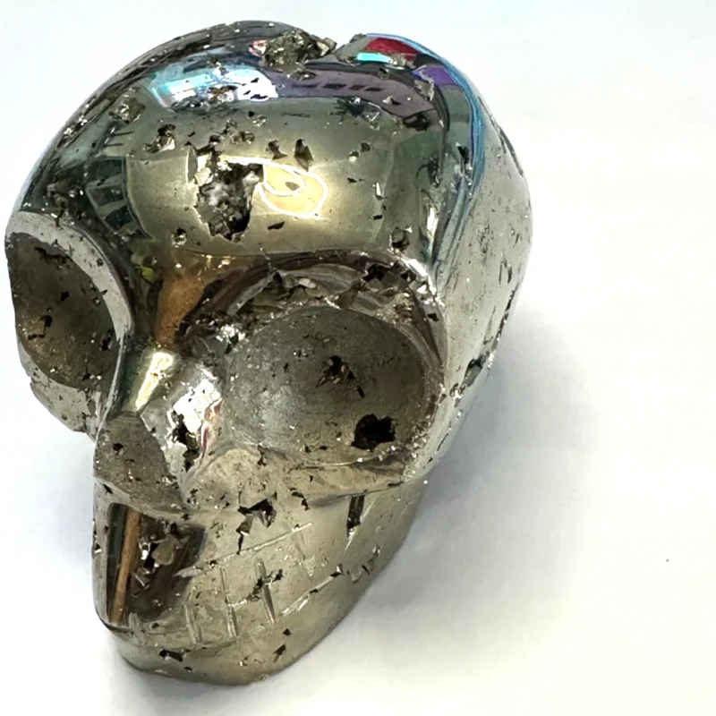 pyrite crystal skull 3" | large carved mineral skull | energy & collector gift
