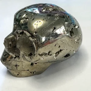 pyrite crystal skull 3" | large carved mineral skull | energy & collector gift