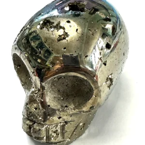 pyrite crystal skull 3" | large carved mineral skull | energy & collector gift