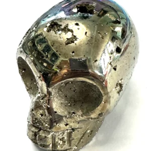 pyrite crystal skull 3" | large carved mineral skull | energy & collector gift