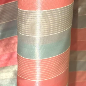 vintage baby blue & pink stripe taffeta fabric 45” wide rare dressmaking 3 yrd