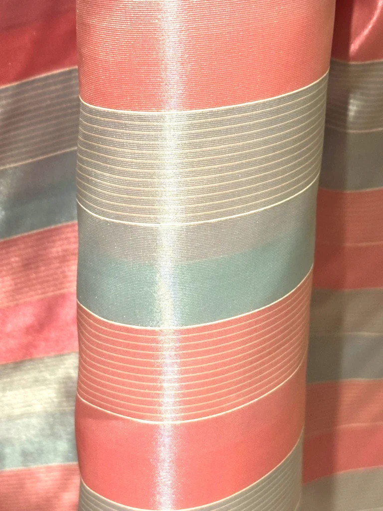 vintage baby blue & pink stripe taffeta fabric 45” wide rare dressmaking 3 yrd