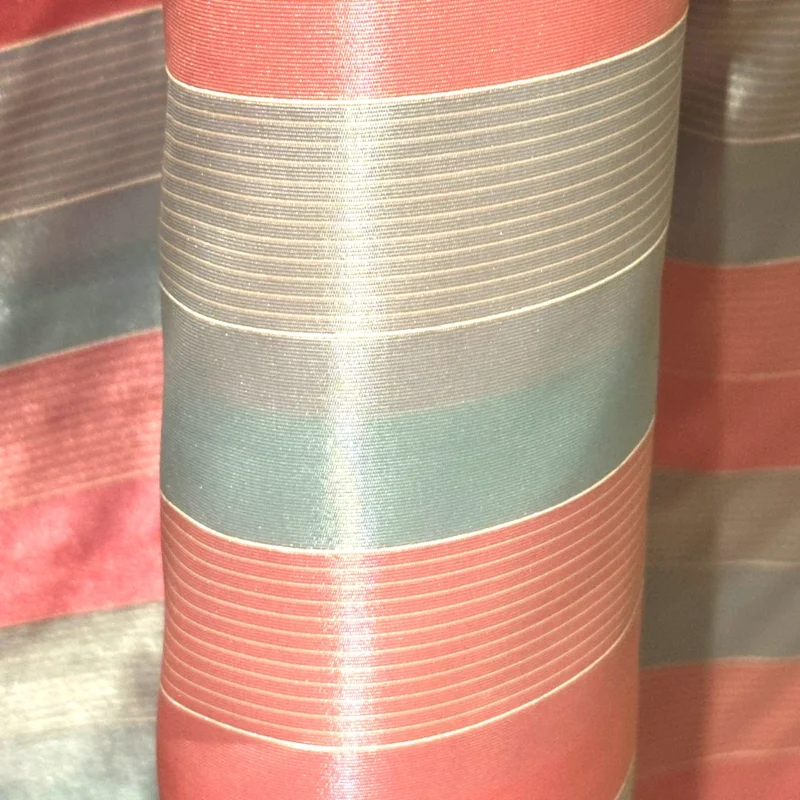 vintage baby blue & pink stripe taffeta fabric 45” wide rare dressmaking 3 yrd
