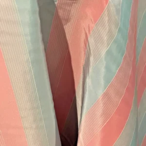 vintage baby blue & pink stripe taffeta fabric 45” wide rare dressmaking 3 yrd