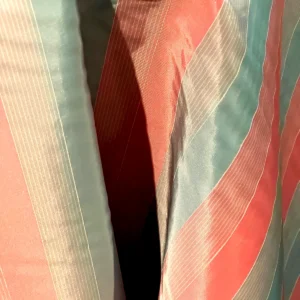 vintage baby blue & pink stripe taffeta fabric 45” wide rare dressmaking 3 yrd