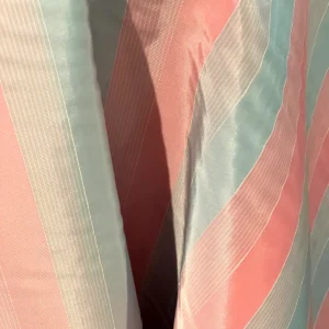 vintage baby blue & pink stripe taffeta fabric 45” wide rare dressmaking 3 yrd