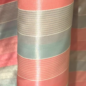 vintage baby blue & pink stripe taffeta fabric 45” wide rare dressmaking 3 yrd