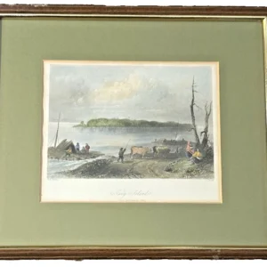 antique print "navy island from the canadian side" w.h. bartlett & c. cousen