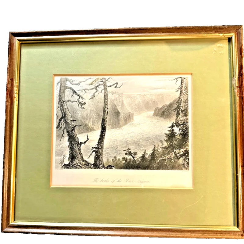 antique print "the landing, on the american side" w.h. bartlett & j.c. bentley