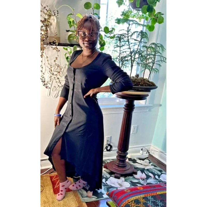 surinam paris black asymmetrical dress – l/xl – elastane blend – 1970s style