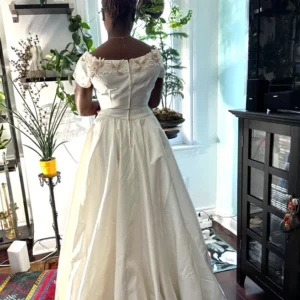 1950s princess style wedding dress – silk blend taffeta classic bridal gown