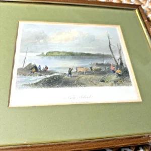 antique print "navy island from the canadian side" w.h. bartlett & c. cousen