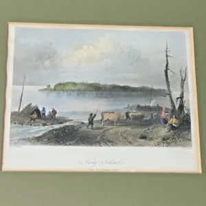 antique print "navy island from the canadian side" w.h. bartlett & c. cousen