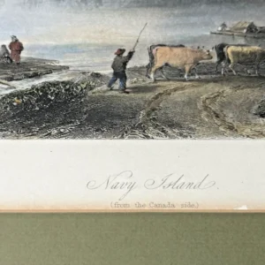 antique print "navy island from the canadian side" w.h. bartlett & c. cousen